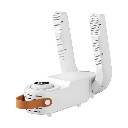 Electric shoe dryer with a timer and temperature control.