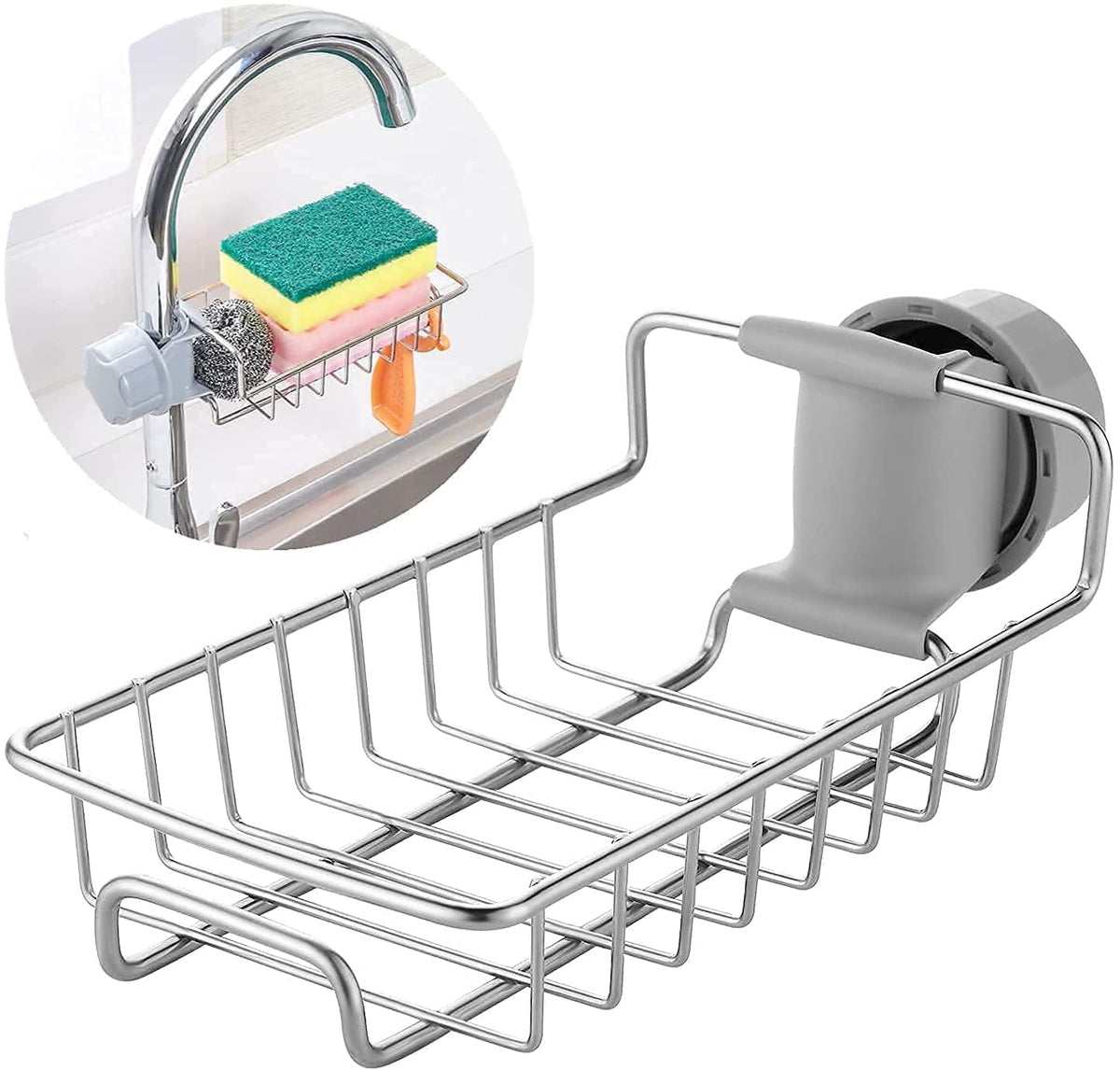 Kitchen Sink Caddy Organizer Over Faucet Sponge Holder