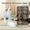 Electric shoe dryer with a timer and temperature control.