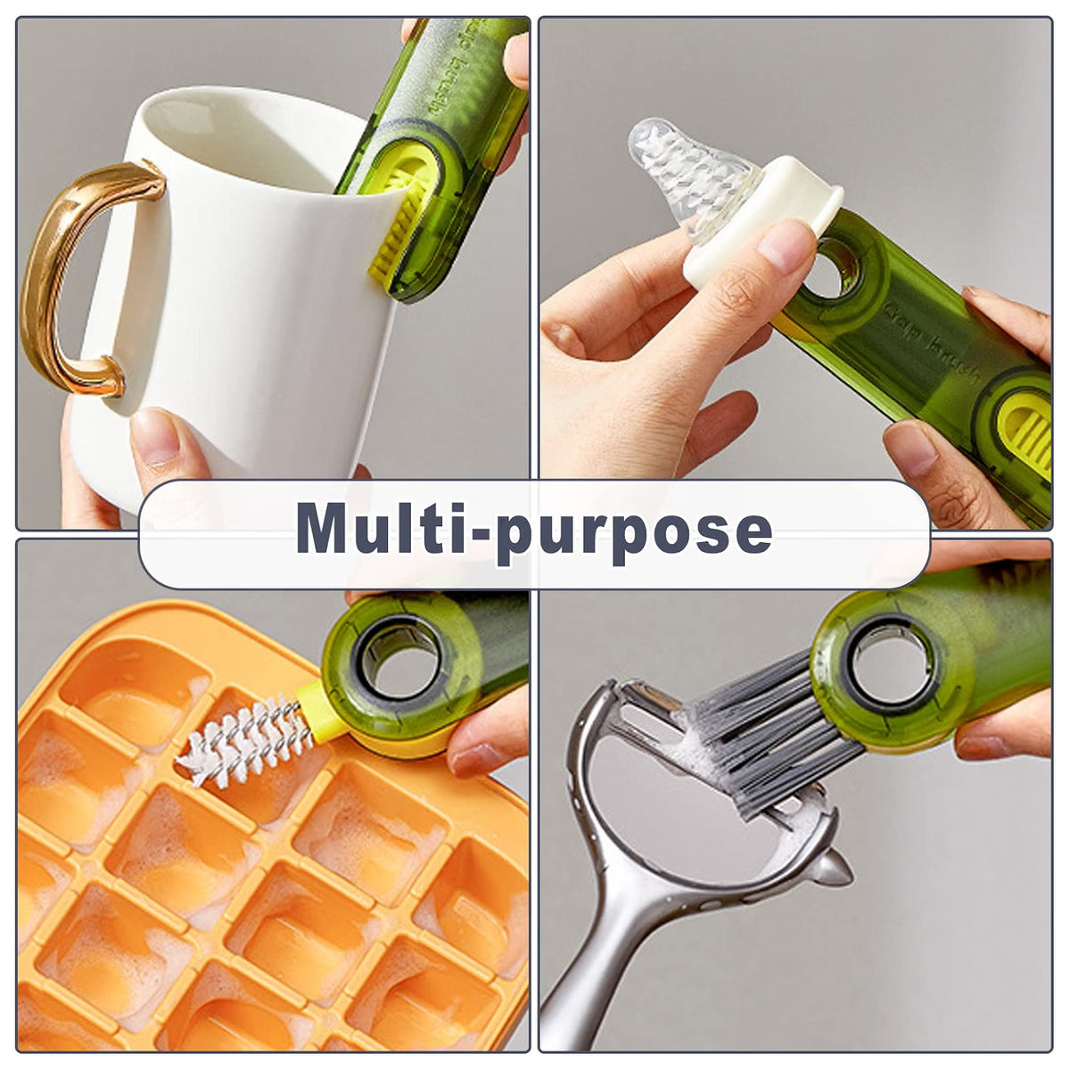 3 in 1 Cup Lid Cleaning Brush, Multifunctional Cleaning Brush Bottle Cap Detail Brush Bottle Crevice Brush for Nursing Bottle Cup Cover Lid Groove(2 Pcs)