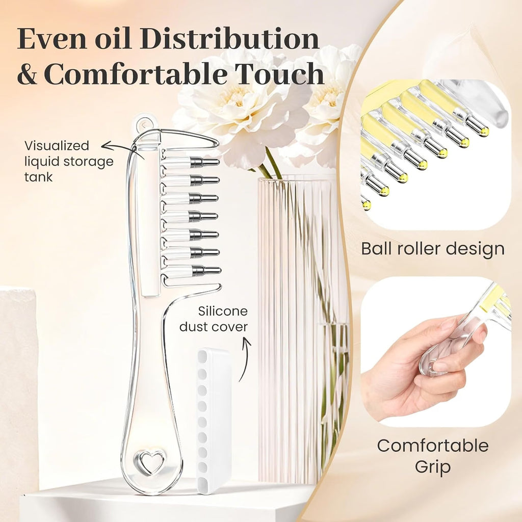 Refillable Hair Oil Applicator Comb, Refillable Scalp Massager