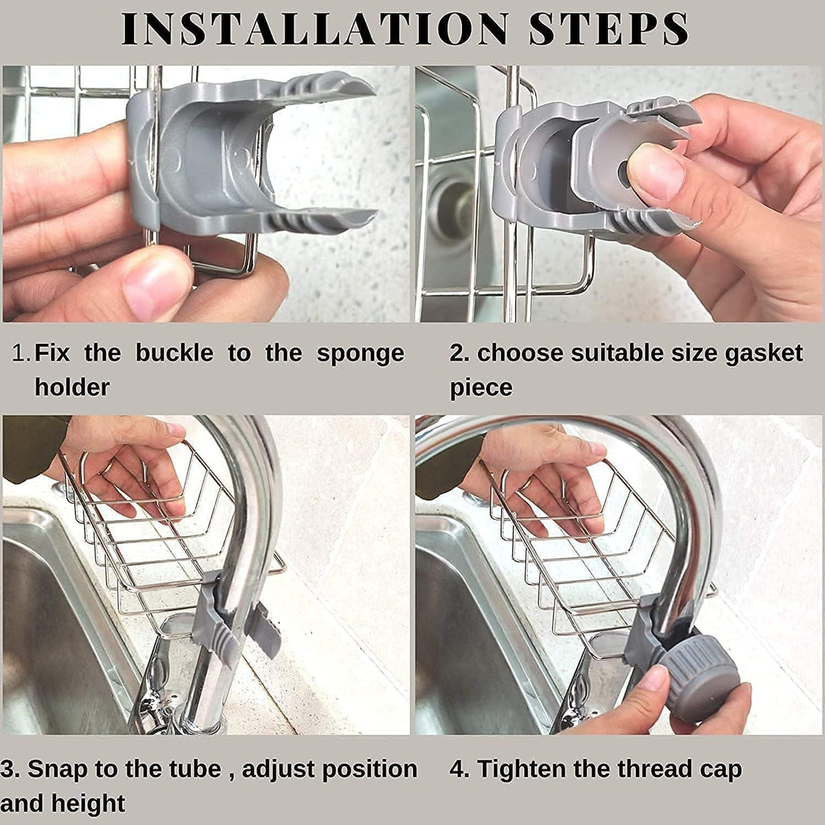 Kitchen Sink Caddy Organizer Over Faucet Sponge Holder