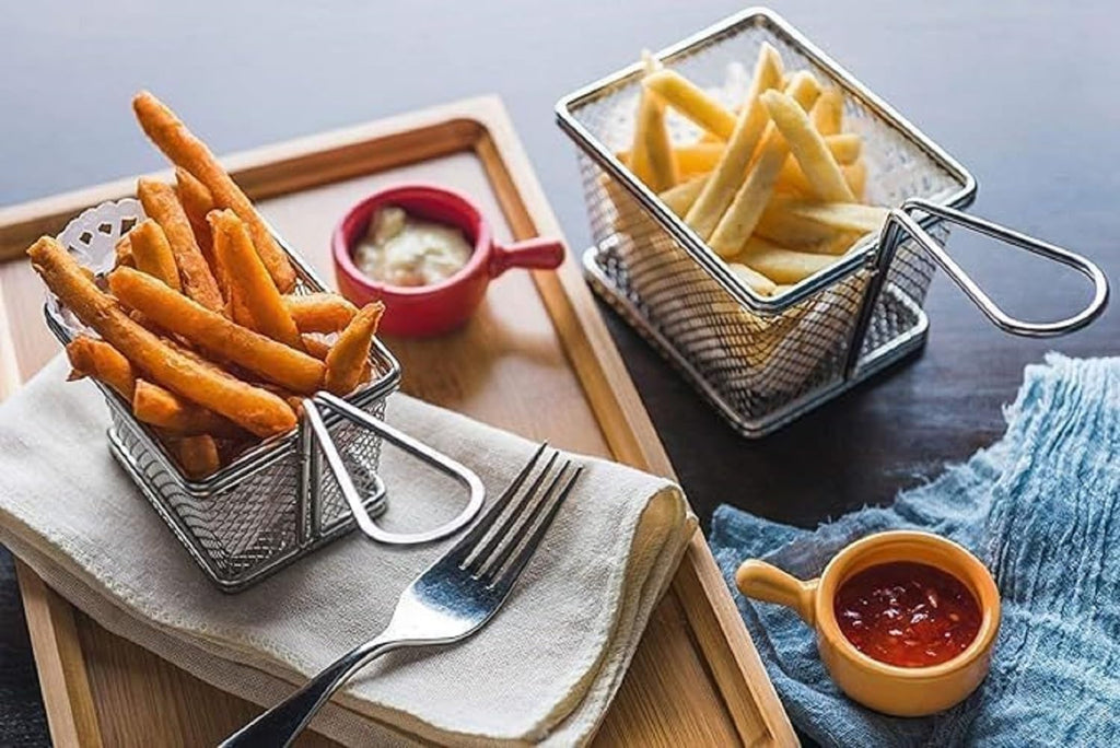 Stainless Steel French Fries Cutter & Potato Slicer Machine | Heavy Duty Potato Chipser with 4 Interchangeable Blades | Manual Vegetable Cutter