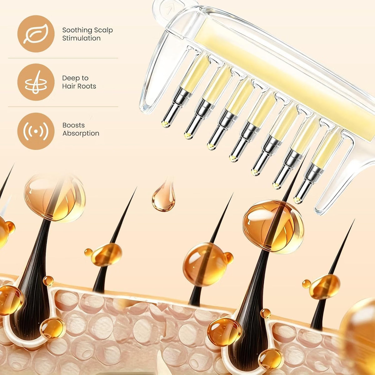 Refillable Hair Oil Applicator Comb, Refillable Scalp Massager