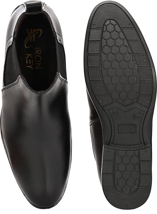 Men's Chelsea Boots | Classic Slip-On Ankle Boots with Elastic Gusset | Formal & Casual Leather-Style Boots for Men