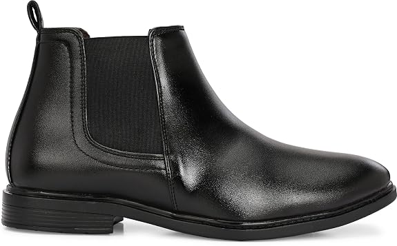 Men's Chelsea Boots | Classic Slip-On Ankle Boots with Elastic Gusset | Formal & Casual Leather-Style Boots for Men