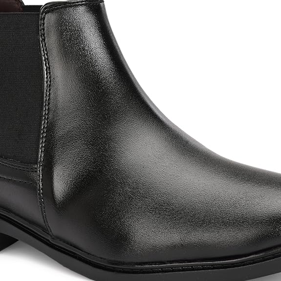Men's Chelsea Boots | Classic Slip-On Ankle Boots with Elastic Gusset | Formal & Casual Leather-Style Boots for Men
