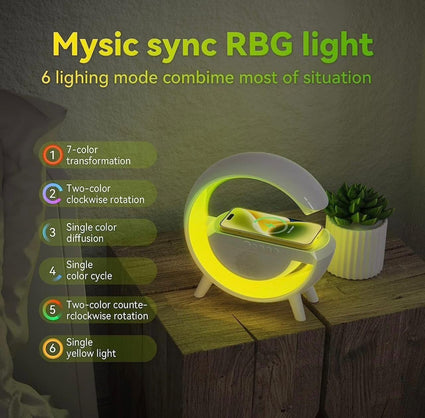 3-in-1 G-Shape LED Bluetooth Speaker with Wireless Charger